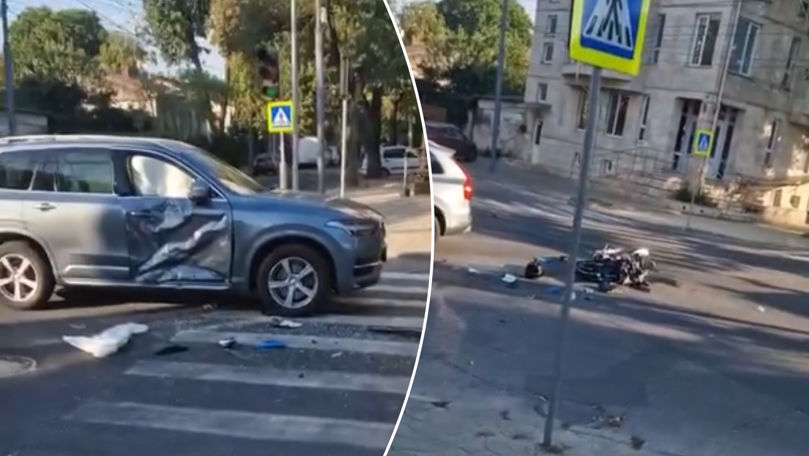 Accident N Centrul Capitalei O Volvo I O Motociclet S Au Ciocnit