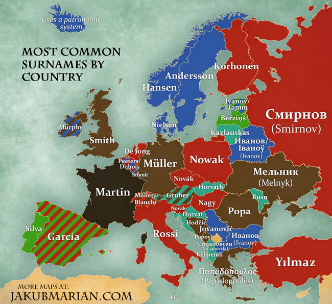 Infografic: Cele mai populare nume din fiecare țară din Europa