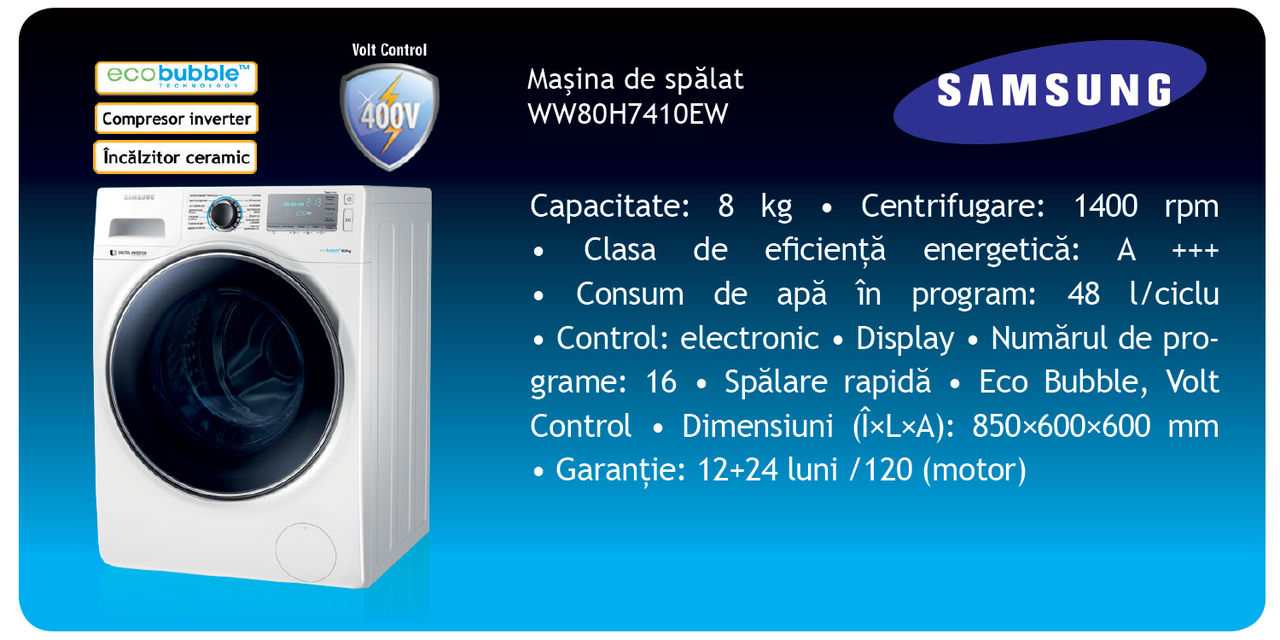 Prețuri neschimbate şi cadouri garantate la electrocasnice Samsung