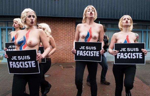 Femen устроили акцию против Марин Ле Пен в Париже