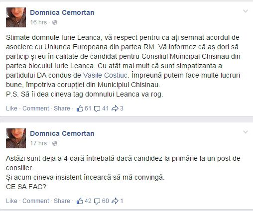Domnica Cemortan vrea sa fie consilier municipal!