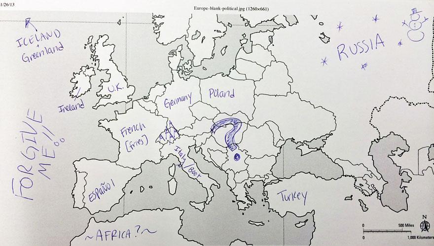 Американцев попросили нанести страны на карту Европы