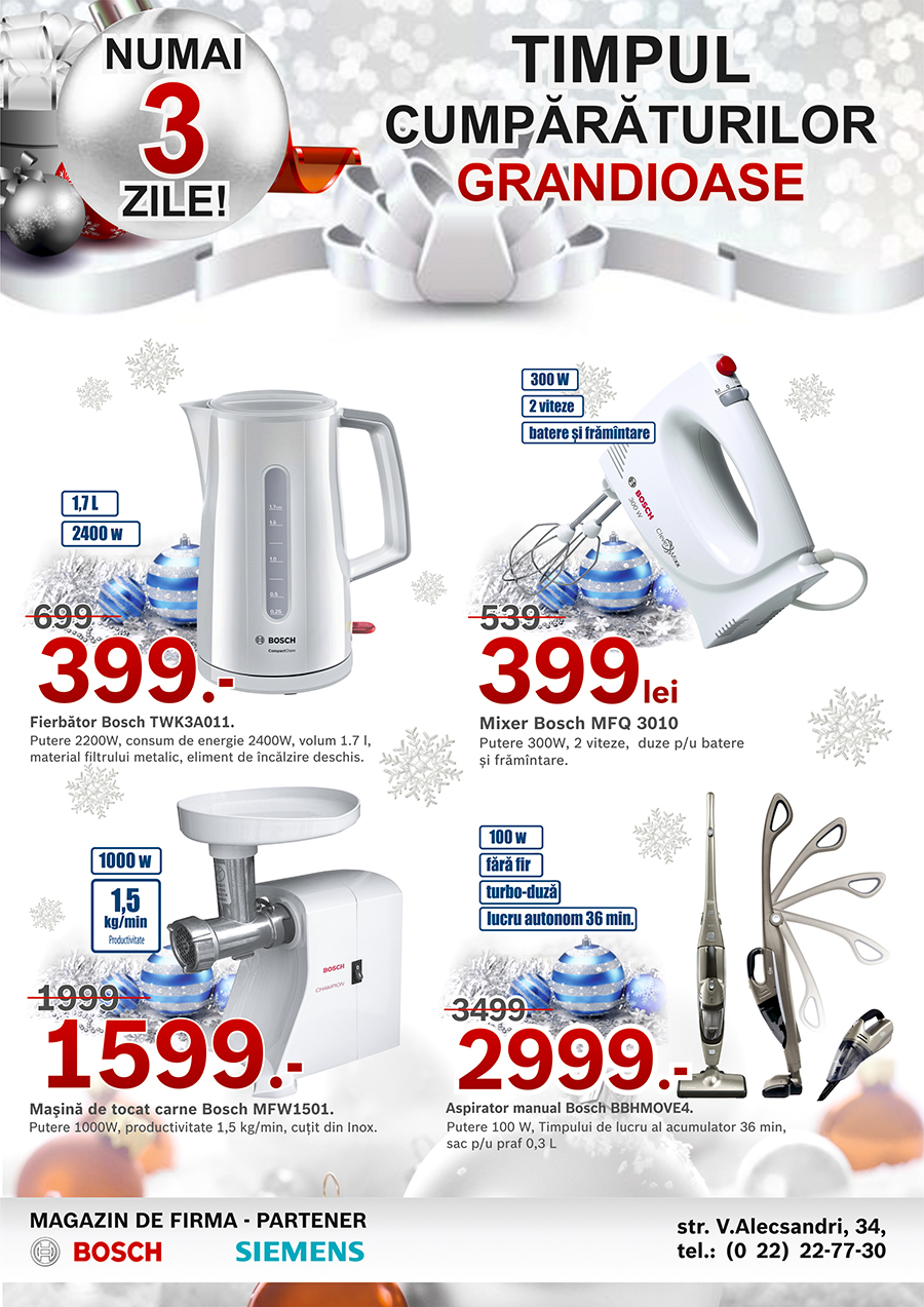 Bosch: Numai 3 zile! Timpul cumpărăturilor grandioase