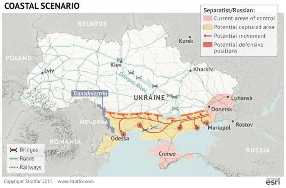 Stratfor: Россия может захватить юг Украины для создания коридора в Крым и ПМР