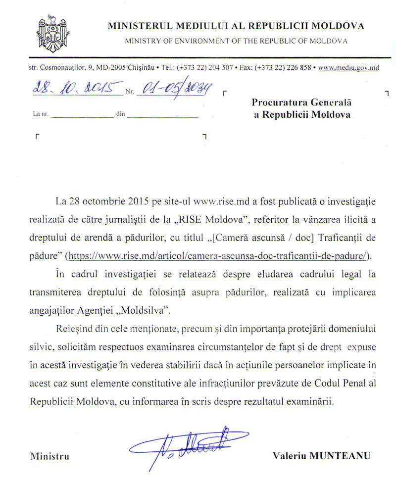 Reacția Ministerului Mediului în urma investigației RISE: Anchetă la Moldsilva