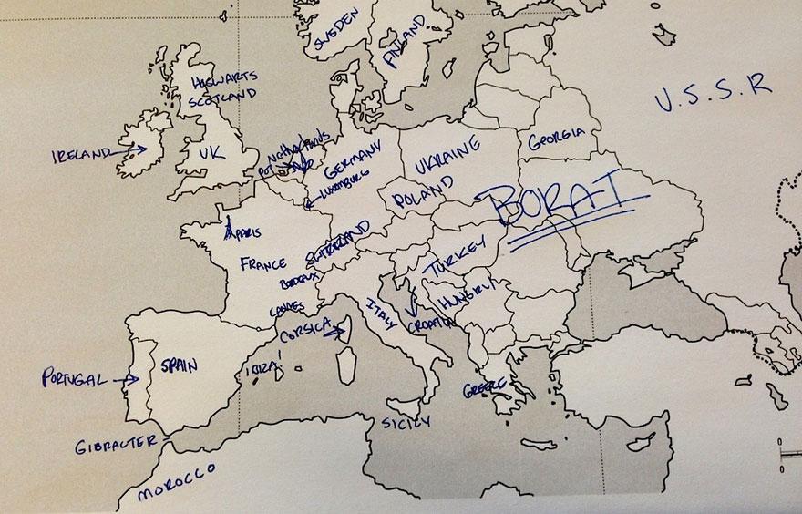 Американцев попросили нанести страны на карту Европы