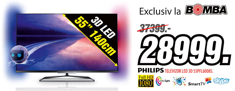 În exclusivitate la Bomba: televizor 4K UltraHD de la Philips. Ultra-subţire, ecologic, imagine ultra-clară
