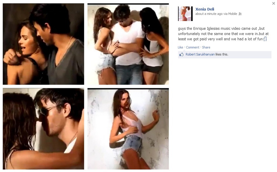 Xenia Deli s-a filmat în videoclipul lui Iglesias, însă nu apare în el