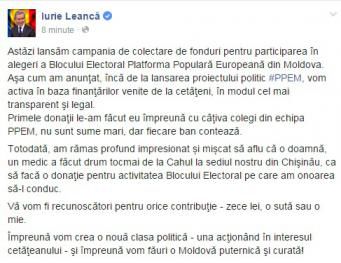 Leancă, cu mâna întinsă: Caută bani pentru alegeri