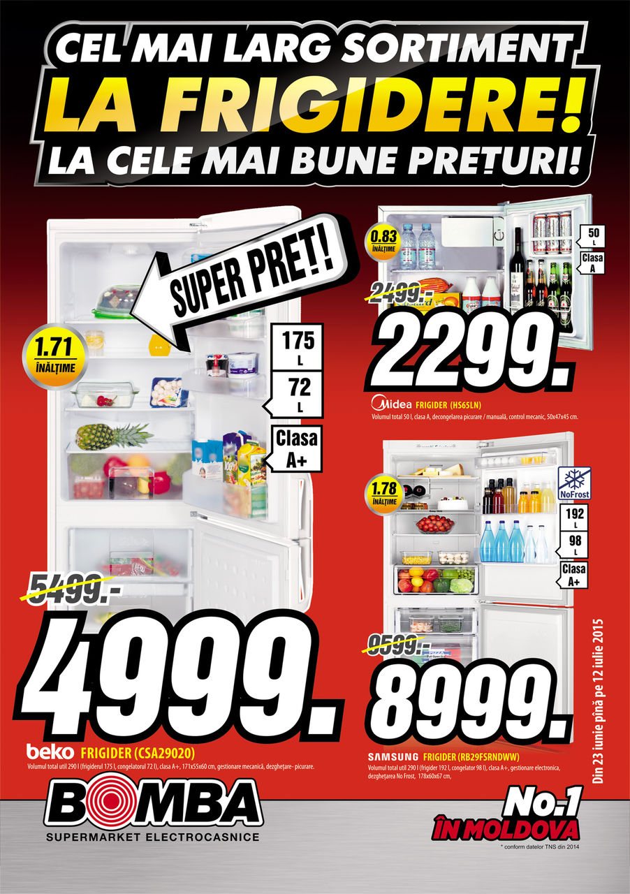 Вomba: Cel mai mare sortiment de frigidere la cele mai mici prețuri