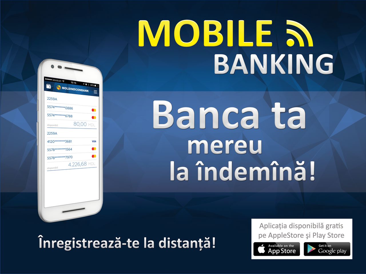 Acum ai acces la card de pe smartphone cu Mobile-Banking  de la Moldindconbank