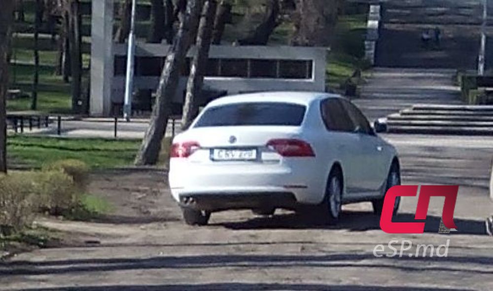 В Бельцах по центральному парку разъезжал автомобиль