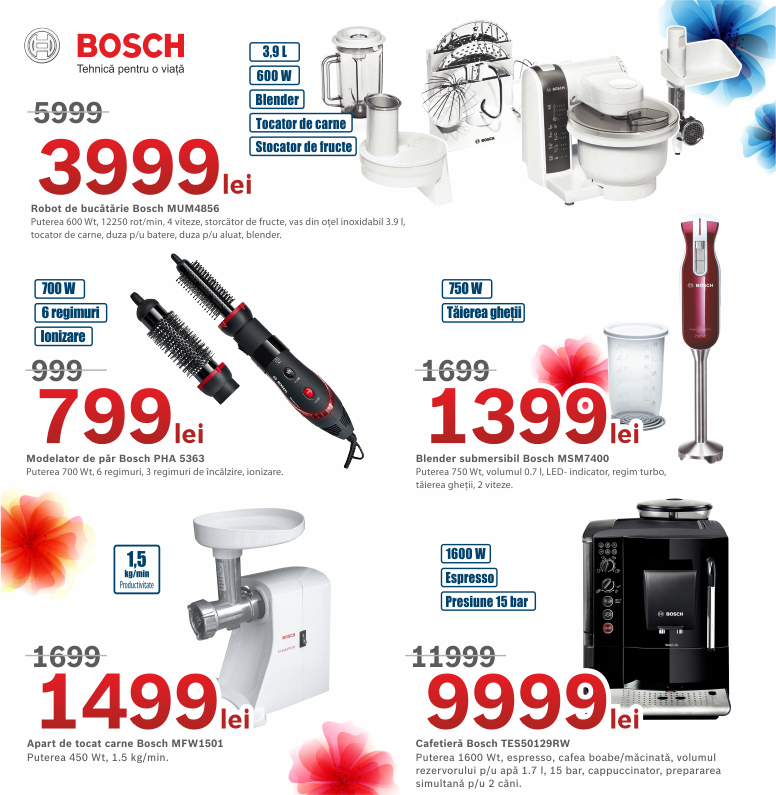 Bosch Siemens: reduceri până la 40% cu prilejul zilei de 8 Martie!
