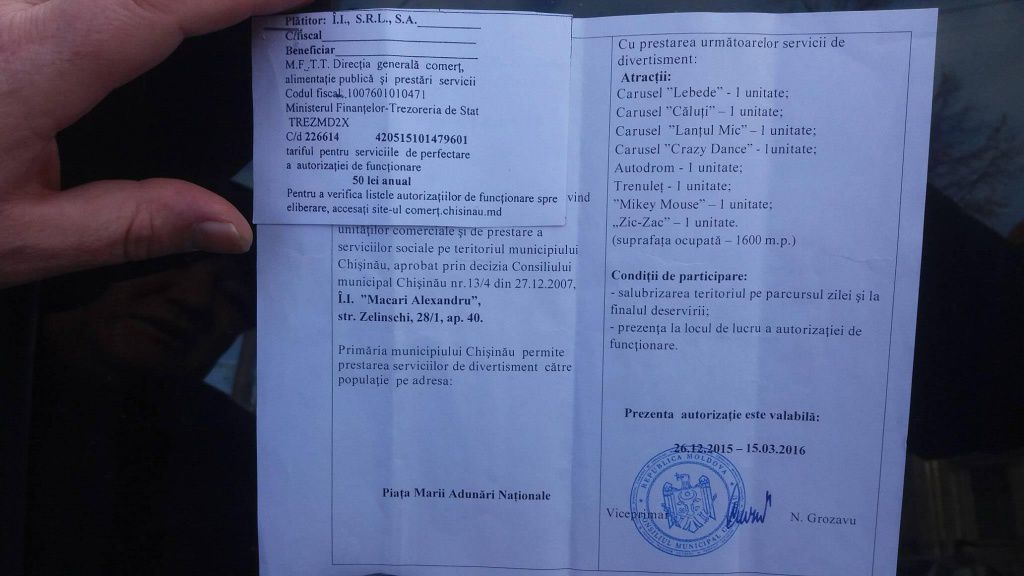Авторизацию на установку аттракционов в центре Кишинева подписал лично Дорин Киртоакэ
