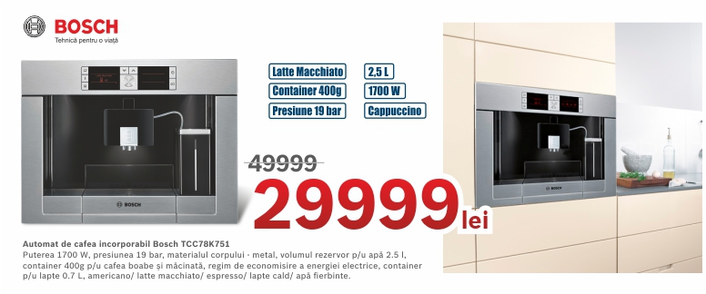 Bosch Siemens – magazin de firmă pentru cunoscători şi gurmanzi. Reduceri până la 40% pentru Expresoarele Automate de Cafea