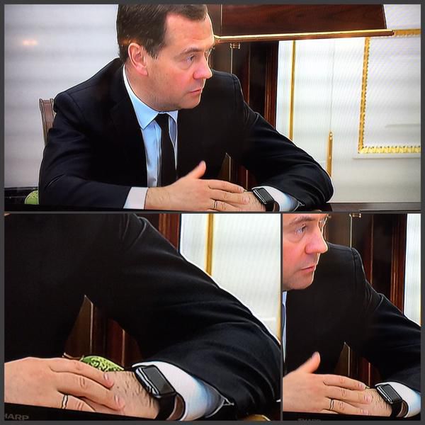 Медведев появился на совещании у Путина в часах Apple Watch