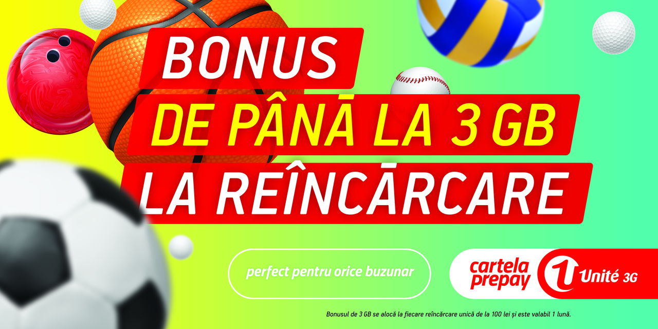 Doar la Unité ai bonus gratuit la fiecare reîncărcare de până la 3GB ®