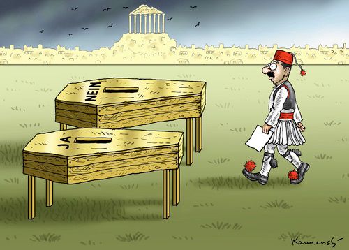 Кто не работает, тот ест. Карикатуры на референдум в Греции