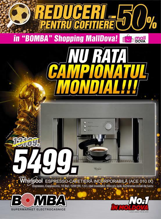 Bomba: Fii pe fază pe întreaga durată a Campionatul Mondial. Reduceri la aparatele de cafea de până la 50%