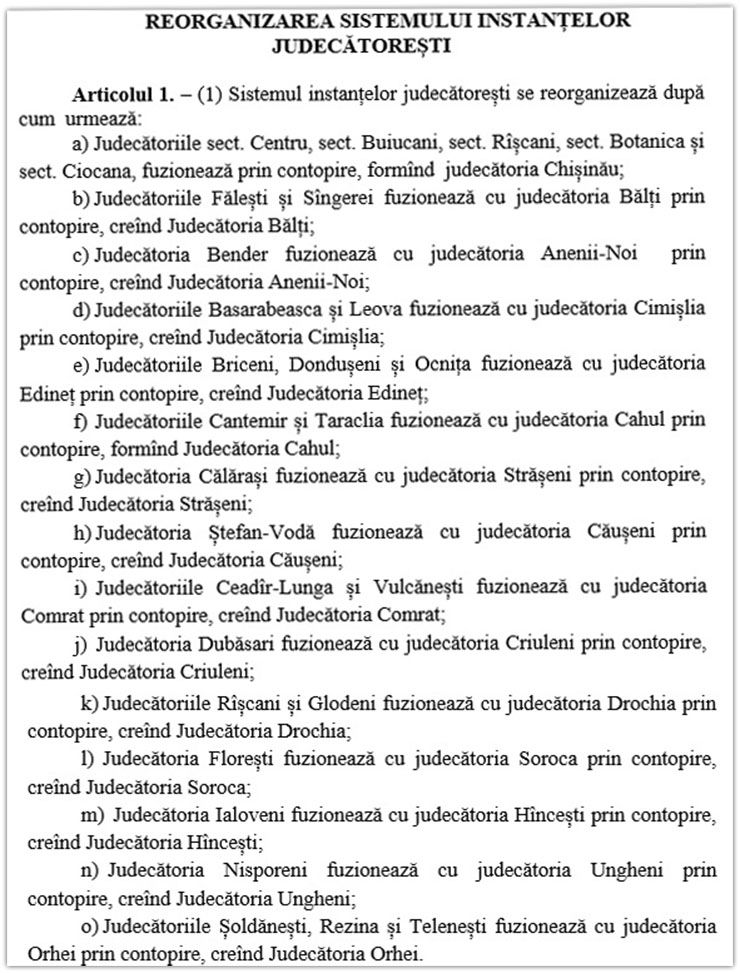 Mai puţine instanţe judecătoreşti în Republica Moldova