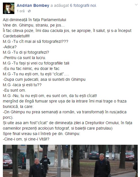 Ghimpu neagă că ar fi jignit fotograful: Multe poate să spună