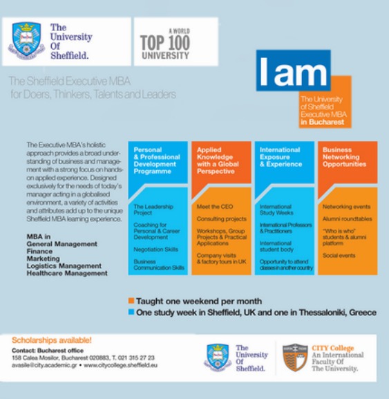 Universitatea Sheffield organizeaza sesiuni de informare la Chisinau pentru cei  interesati de programul Executive MBA