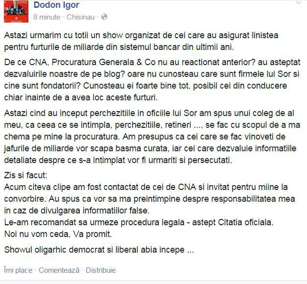 Igor Dodon, citat de CNA în dosarul BEM