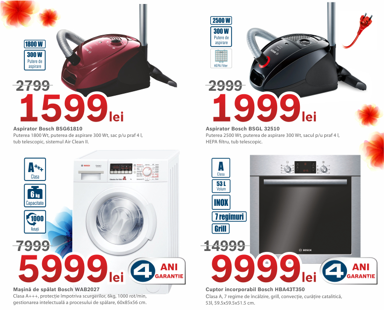 Bosch Siemens: reduceri până la 40% cu prilejul zilei de 8 Martie!