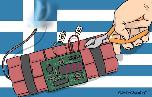 Кто не работает, тот ест. Карикатуры на референдум в Греции