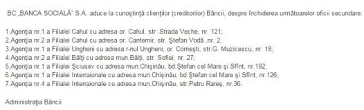 Banca Socială închide 7 agenţii