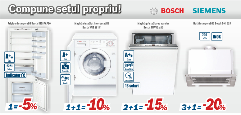 Bosch Siemens: mai multe electrocasnice, reduceri mai mari