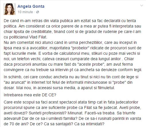 Angela Gonța, despre ultimele evenimente: Întrebarea mea este de ce?