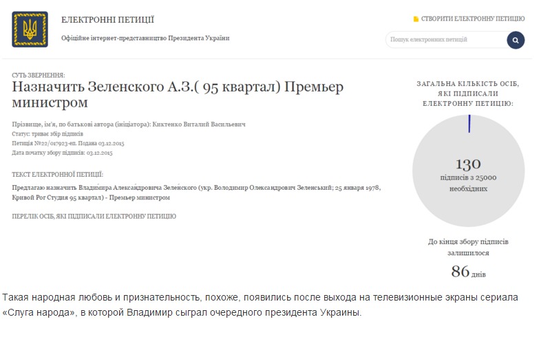 Порошенко просят назначить Зеленского премьером Украины