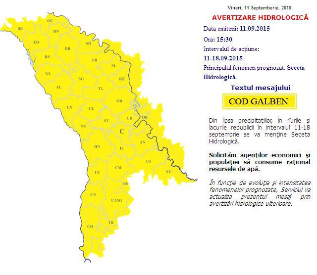 A fost prelungit codul galben de secetă hidrologică