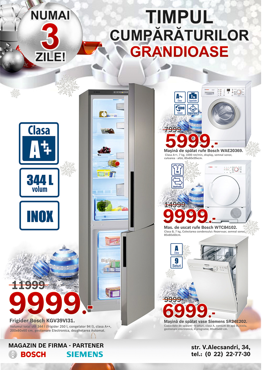 Bosch: Numai 3 zile! Timpul cumpărăturilor grandioase