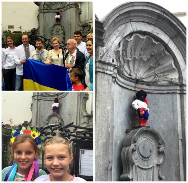 В Брюселле «Писающего мальчика» одели в украинский национальный костюм