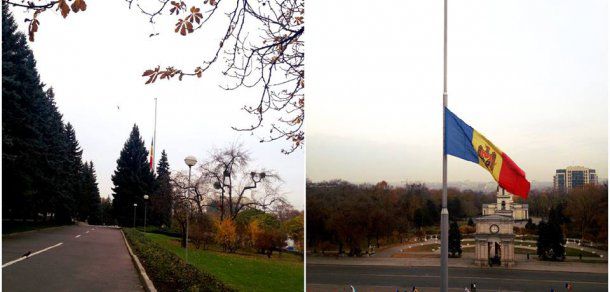 Drapelele din faţa Guvernului RM, coborâte în bernă