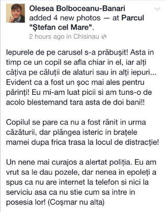 Ce a pățit un copil în timp ce se distra pe un carusel