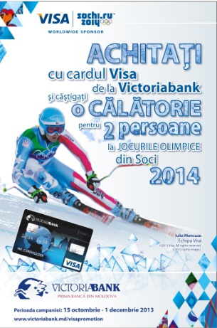 Achitaţi cu cardul Visa de la Victoriabank şi câștigați o călătorie la Jocurile Olimpice 2014