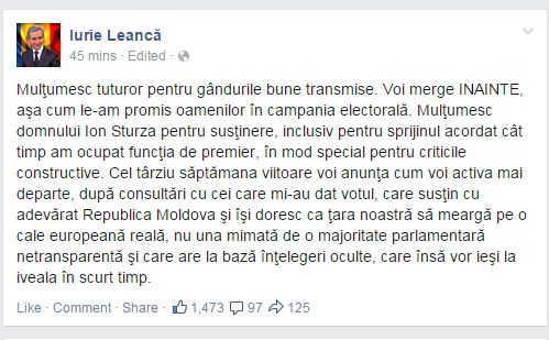 Leanca decide daca iese din PLDM