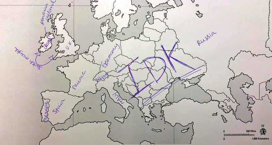 Американцев попросили нанести страны на карту Европы