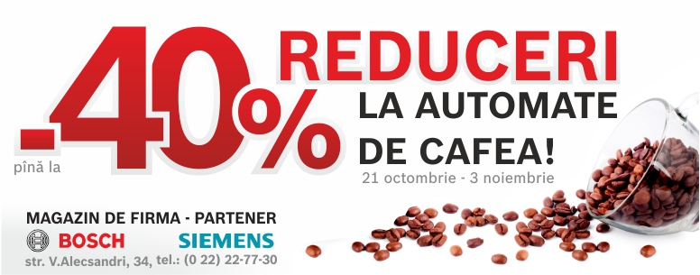 Bosch Siemens – magazin de firmă pentru cunoscători şi gurmanzi. Reduceri până la 40% pentru Expresoarele Automate de Cafea