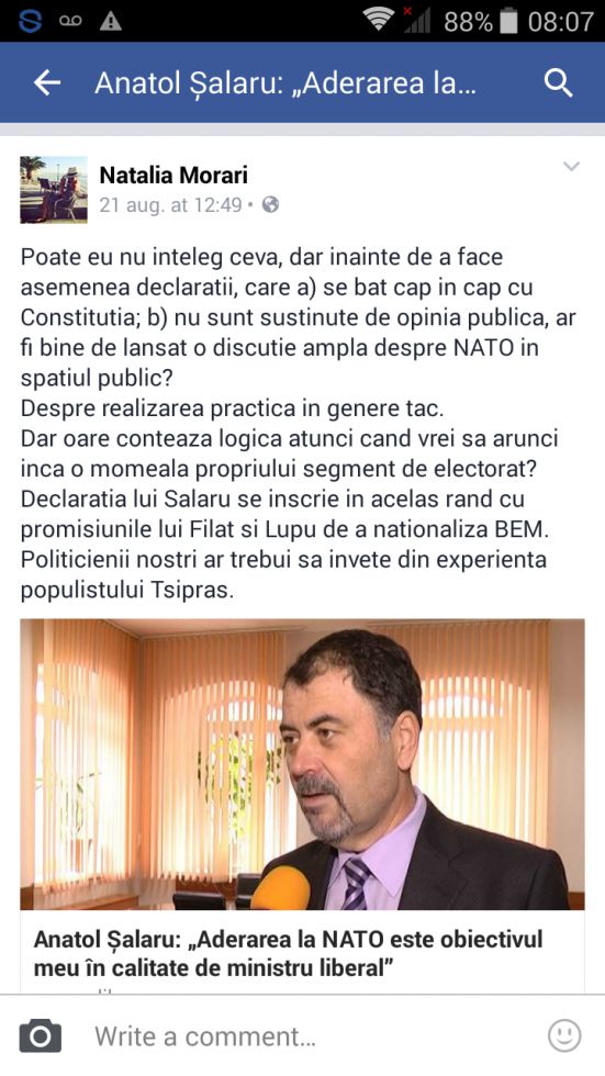 Veaceslav Burlac: "Natalia Morari își dă năframa de pe față"