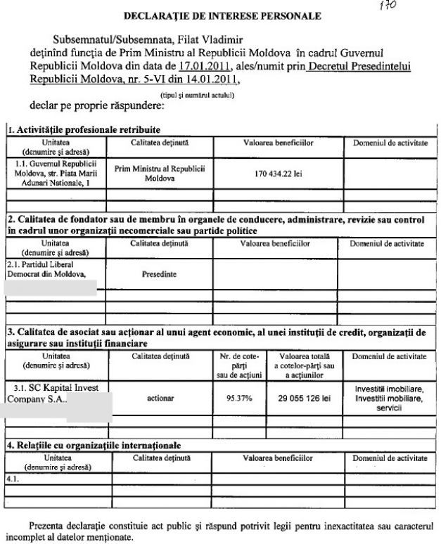 De ce a dispărut informaţia despre conturile bancare ale lui Vlad Filat, iar integritatea paznicilor poate fi verificată de CNI