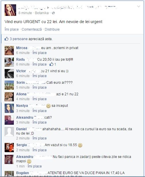 Nu gasesc lei la banci, asa ca ii cauta pe retelele de socializare