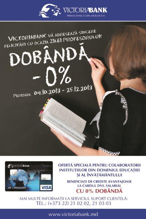 Cu ocazia Zilei Profesorilor - credite la 0 % dobândă