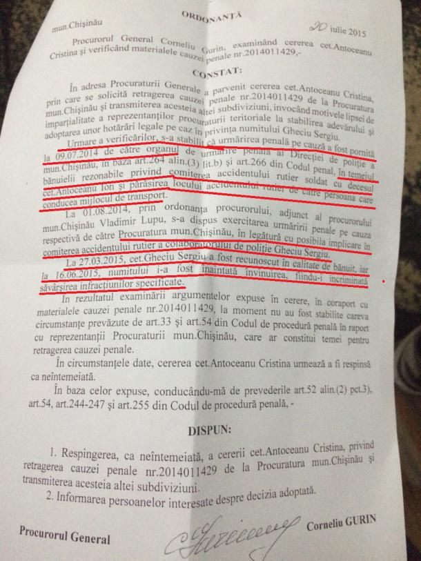 Șef DOS învinuit de procurori pentru omor