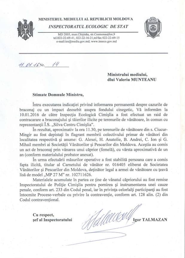 Braconierii moldoveni au mai omorât o căprioară, la Cimișlia
