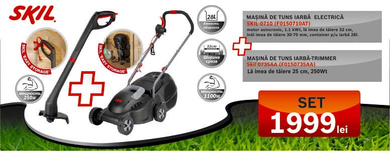 Bosch Skil: două maşini de tuns iarba la preţ de una