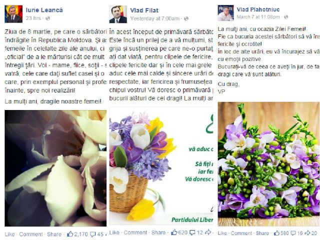 "Batalia" politicienilor pe Facebook de 8 Martie